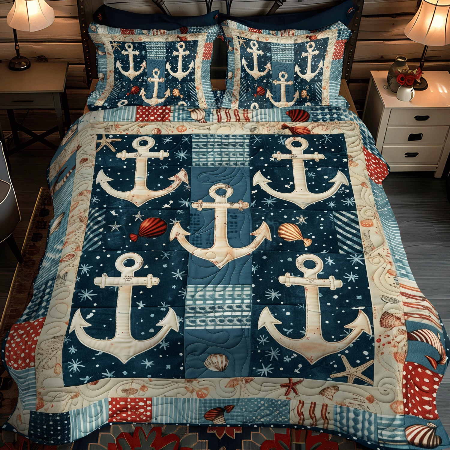 Set di Biancheria da Letto Trapuntata 3 Pezzi Sogni di Maritime