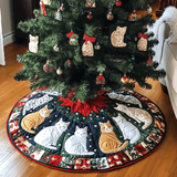 Buon Miaonatale Copri Base per Albero di Natale Trapuntato