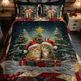 Set di Biancheria da Letto Trapuntata 3 Pezzi Meowy Festivo