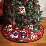 Raduno Allegro dei Bulldog Copri Base per Albero di Natale Trapuntato