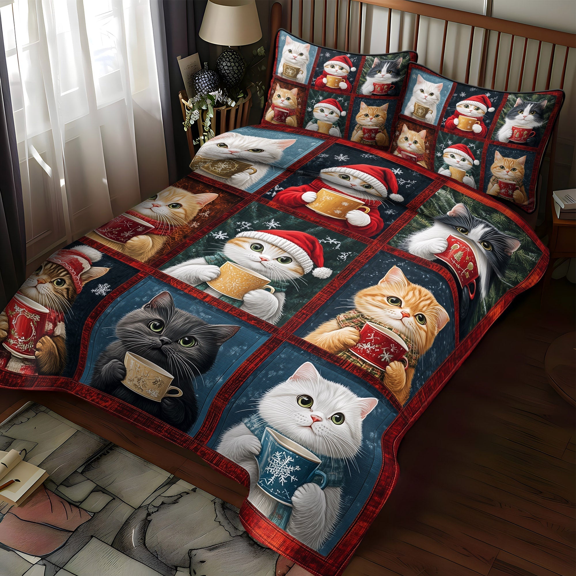 Set di Biancheria da Letto Trapuntata 3 Pezzi Allegro Catmas