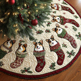 Magia Allegra del Corgi Copri Base per Albero di Natale Trapuntato