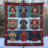 Buon Natale Bassotto Quilt Artistico da Parete