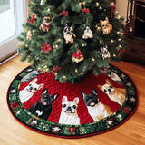 Allegro Natale del Cane Copri Base per Albero di Natale Trapuntato