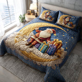 Set di Biancheria da Letto Trapuntata 3 Pezzi Babbo Natale Allegro del Regalo
