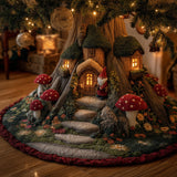 Merry Gnome House Christmas Quilted Tree Skirt NCU0TH3842