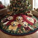 Merry Golden Retriever Quilted Christmas Tree Skirt NCU0DV8158