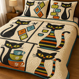 Set di Biancheria da Letto Trapuntata 3 Pezzi Midcentury Meow