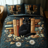 Set di Biancheria da Letto Trapuntata 3 Pezzi Biblioteca della Mezzanotte