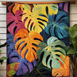 Monstera a Colori Coperta Trapuntata
