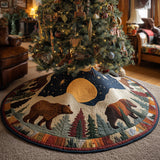 Orso della Foresta al Chiaro di Luna Copri Base per Albero di Natale Trapuntato