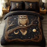 Set di Biancheria da Letto Trapuntata 3 Pezzi Gufo Lunare