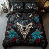 Set di Biancheria da Letto Trapuntata 3 Pezzi Lupo Lunare