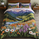 Set di Biancheria da Letto Trapuntata 3 Pezzi Montagna Fioritura Valle