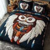 Set di Biancheria da Letto Trapuntata 3 Pezzi Gufo Mistico