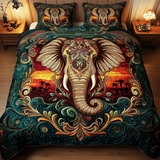 Set di Biancheria da Letto Trapuntata 3 Pezzi Elefante Mistico