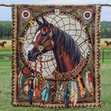 Cavallo Acchiappasogni Nativo Americano Coperta Trapuntata