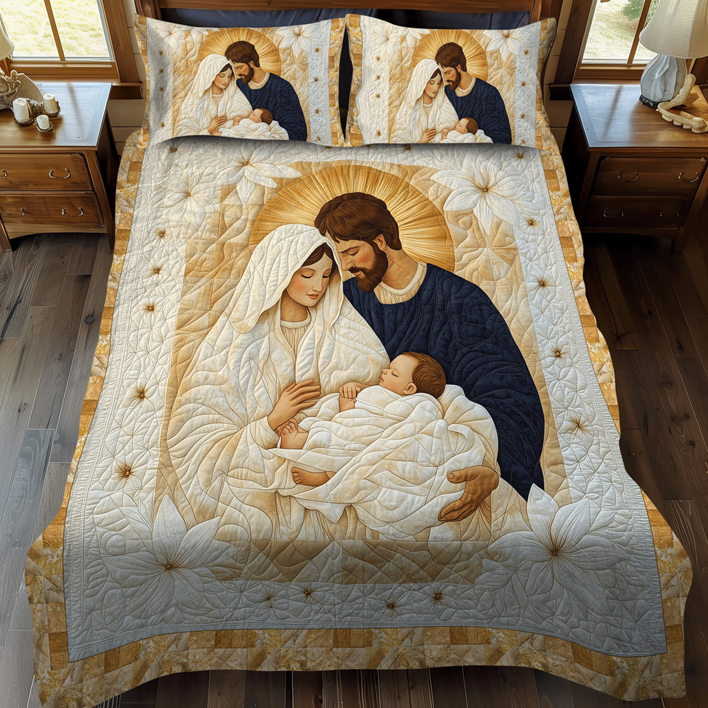 Set di Biancheria da Letto Trapuntata 3 Pezzi Scena di Nativity