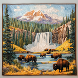 Bisonte della Natura Quilt Artistico da Parete