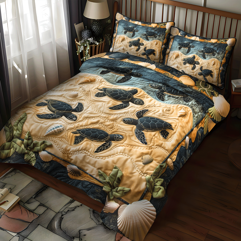 Set di Biancheria da Letto Trapuntata 3 Pezzi Nido To Oceano