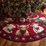 Mucca delle Highland del Noël Copri Base per Albero di Natale Trapuntato