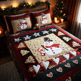 Set di Biancheria da Letto Trapuntata 3 Pezzi Patchwork del Natale