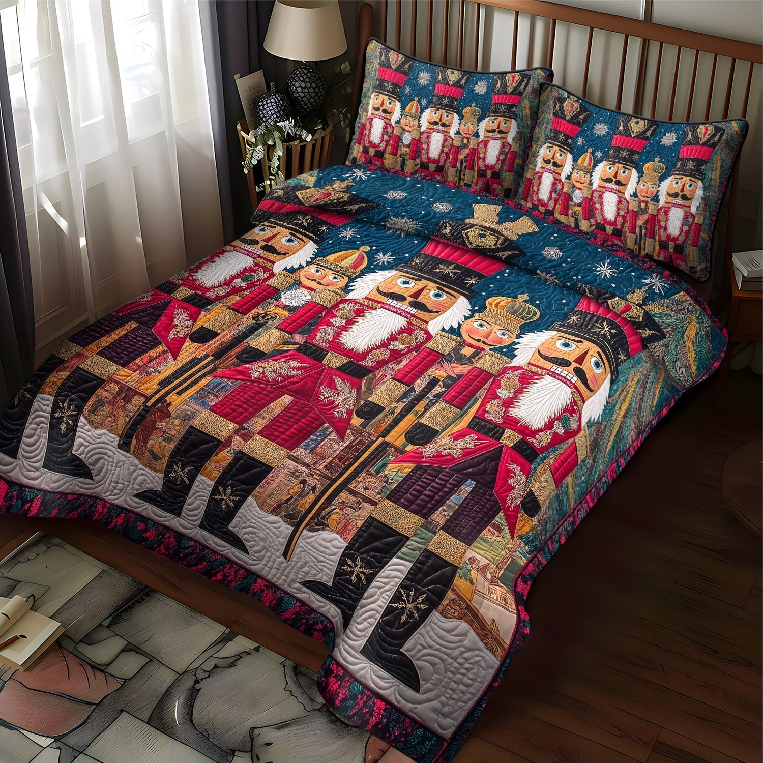 Set di Biancheria da Letto Trapuntata 3 Pezzi Eleganza dello Schiaccianoci