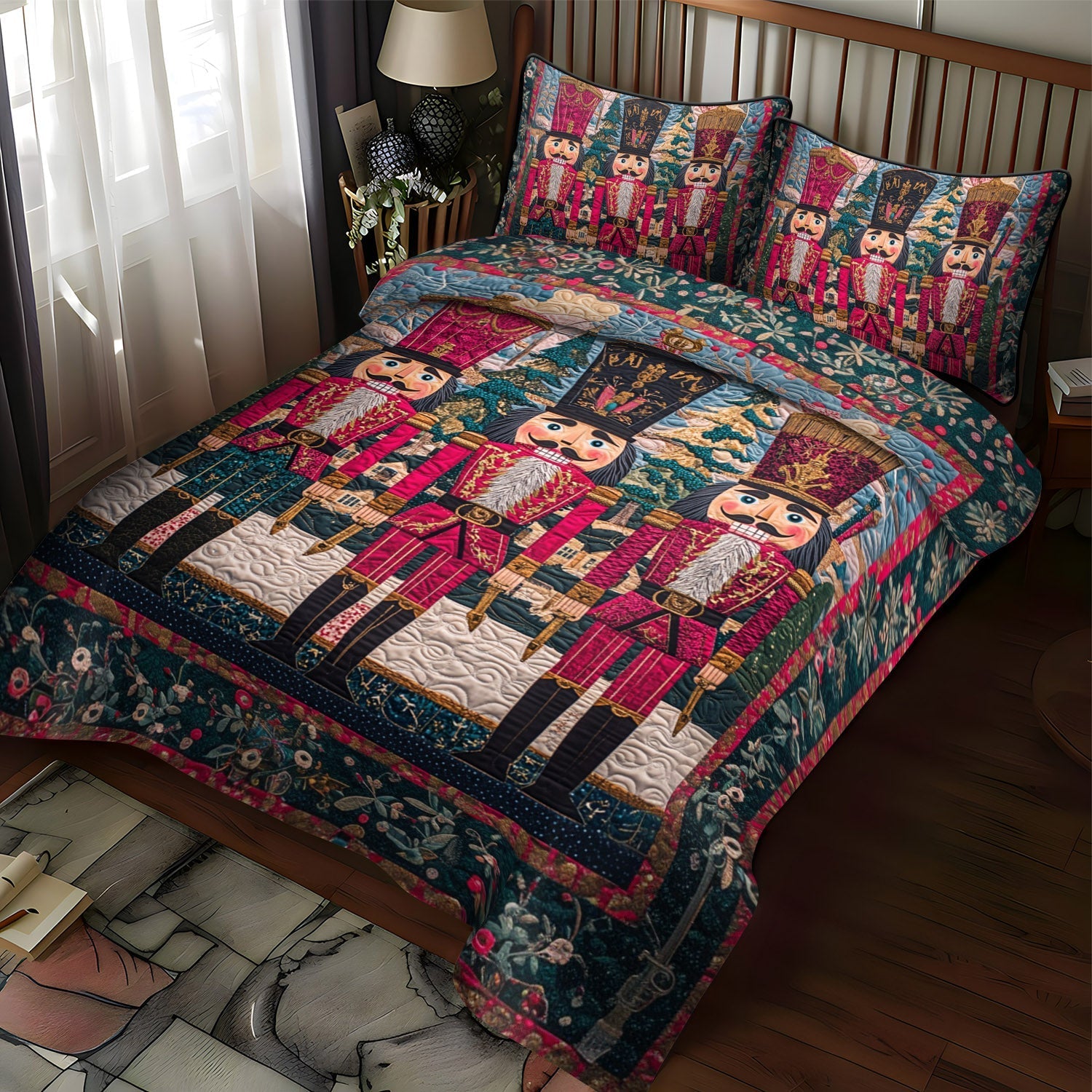 Set di Biancheria da Letto Trapuntata 3 Pezzi Fantasia dello Schiaccianoci
