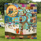 Patchwork di Gufi Colorato Coperta Trapuntata