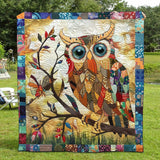 Patchwork di Gufi Vintage Coperta Trapuntata