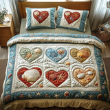 Set di Biancheria da Letto Trapuntata 3 Pezzi Cuori dell'Oceano