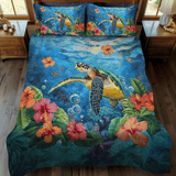 Set di Biancheria da Letto Trapuntata 3 Pezzi Tartaruga dell'Oceano