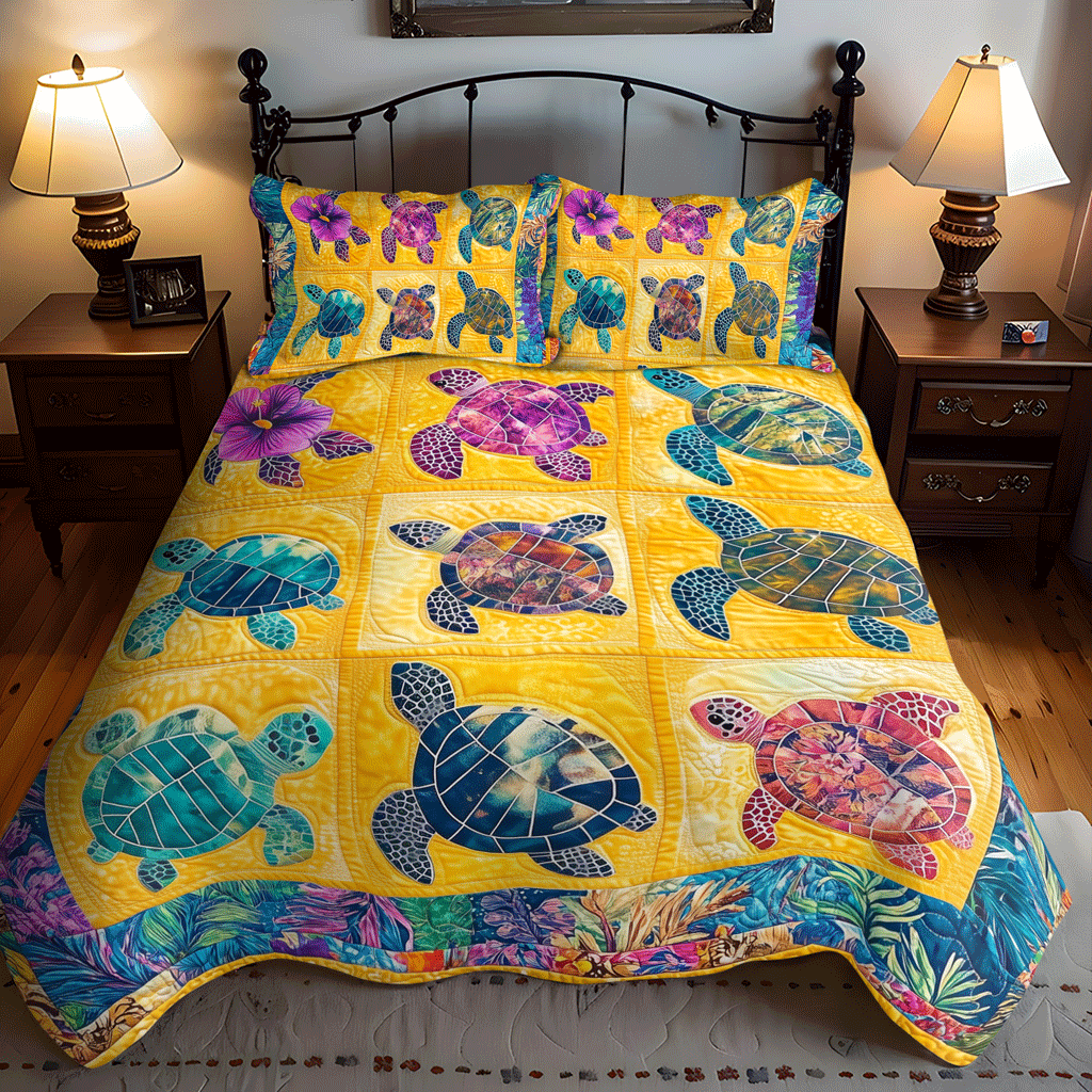 Set di Biancheria da Letto Trapuntata 3 Pezzi Brezza dell'Oceano