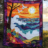 Gabbiano nella Brezza dell'Oceano Quilt Artistico da Parete