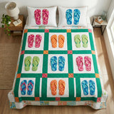 Set di Biancheria da Letto Trapuntata 3 Pezzi Oceano di Flip di Flops
