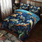 Set di Biancheria da Letto Trapuntata 3 Pezzi Serenata dell'Oceano