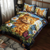 Set di Biancheria da Letto Trapuntata 3 Pezzi Farfalle di Orange del Gatto di With