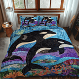 Set di Biancheria da Letto Trapuntata 3 Pezzi Onde di Orca del Canto