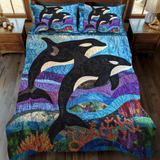 Set di Biancheria da Letto Trapuntata 3 Pezzi Onde di Orca del Canto