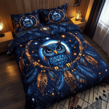 Set di Biancheria da Letto Trapuntata 3 Pezzi Abbraccio del Gufo