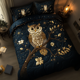 Set di Biancheria da Letto Trapuntata 3 Pezzi Splendore del Gufo