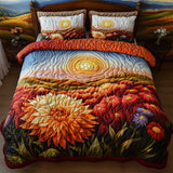 Set di Biancheria da Letto Trapuntata 3 Pezzi Foglie Dipinte e Fiori