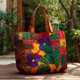 Dipinto di Viole Borsa Tote Trapuntata