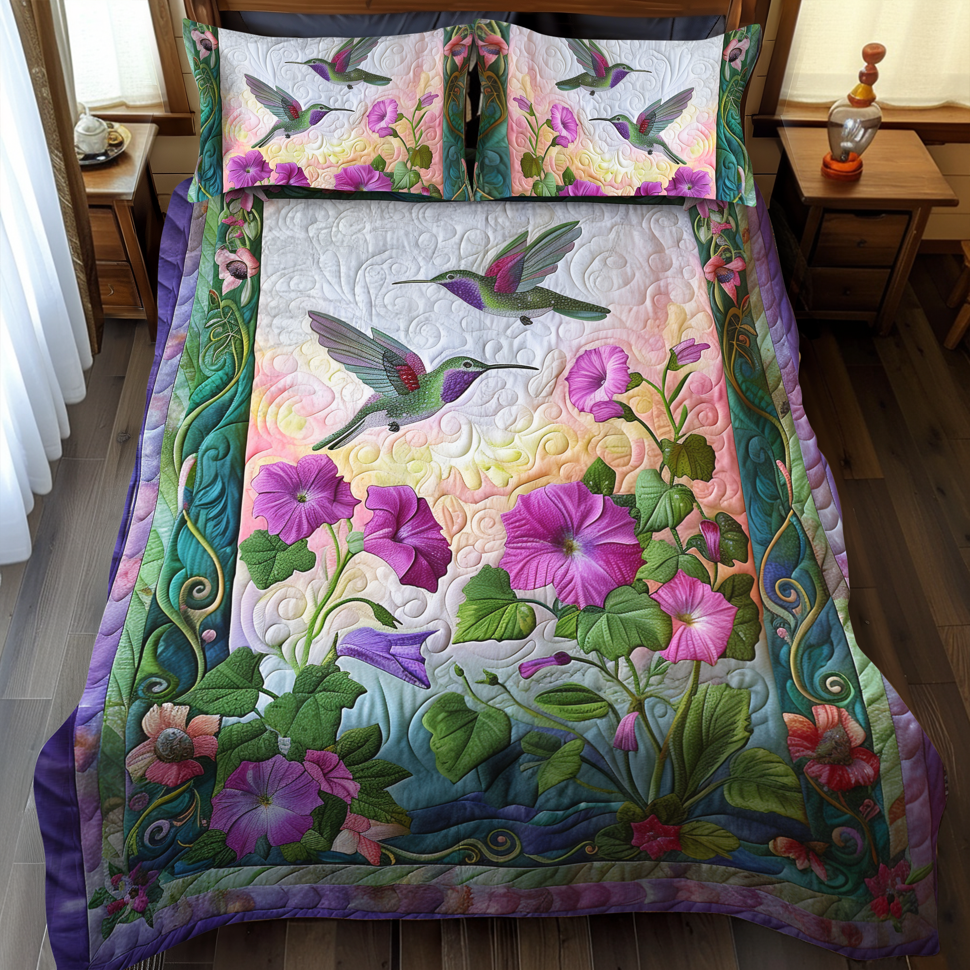 Set di Biancheria da Letto Trapuntata 3 Pezzi Volo del Paradiso