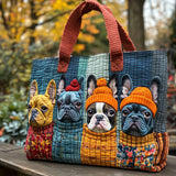 Bouledogue Francese Borsa Tote Trapuntata