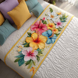 Ibisco Pastello Runner da Letto Trapuntato