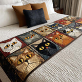 Gatti Patchwork Runner da Letto Trapuntato