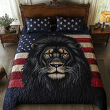 Set di Biancheria da Letto Trapuntata 3 Pezzi Leone Patriottico Nero