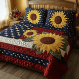 Set di Biancheria da Letto Trapuntata 3 Pezzi Fiori Patriottici
