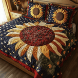 Set di Biancheria da Letto Trapuntata 3 Pezzi Fiore Patriottico